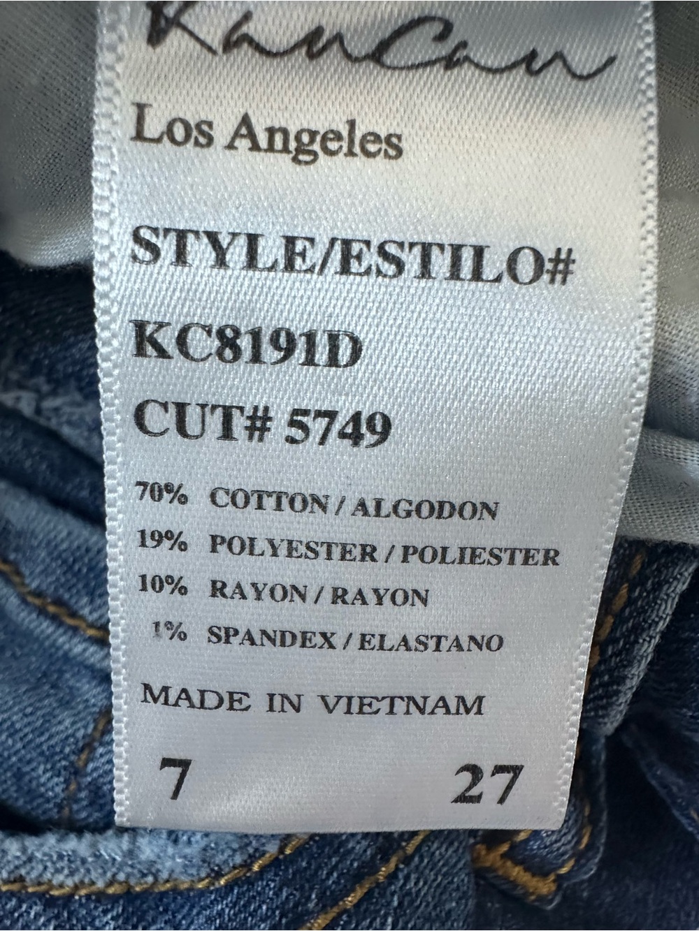 KanCan Dark Blue Distressed Skinny Jeans with Leopard Cuff - Picture 4 of 7